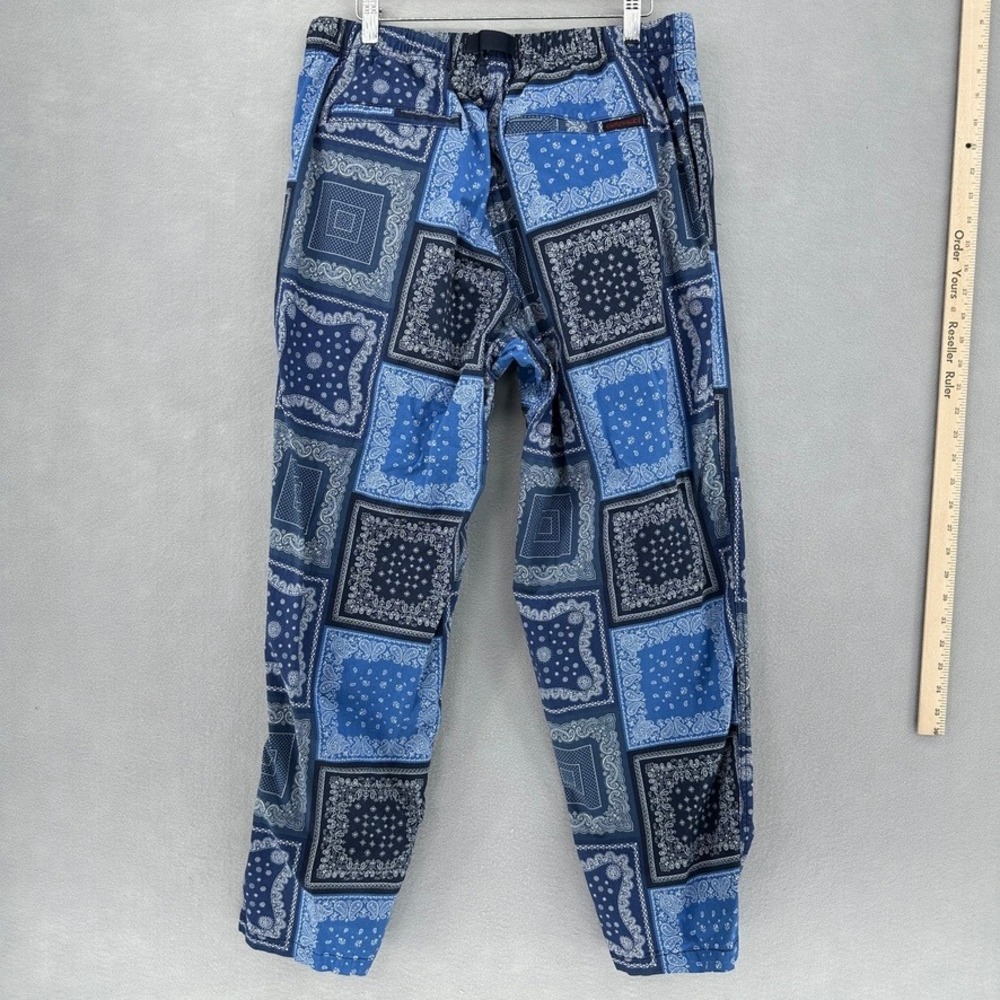 Gramicci Blue Bandana Paisley Patchwork Belted Pants SZ L Streetwear Gorpcore - Picture 3 of 11
